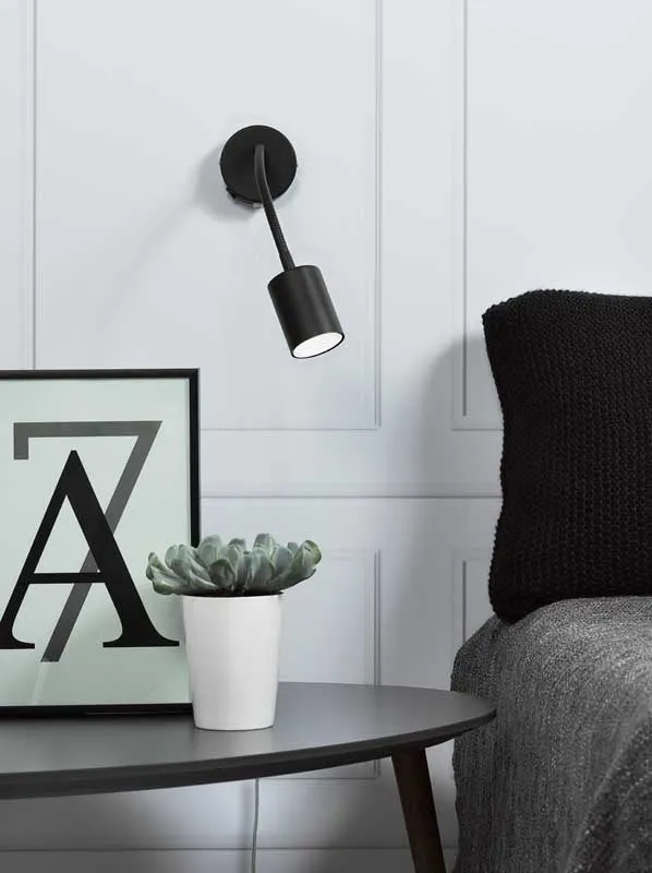 Nordlux Explorer Flex Wandlamp - GU10 - 2700K - Zwart