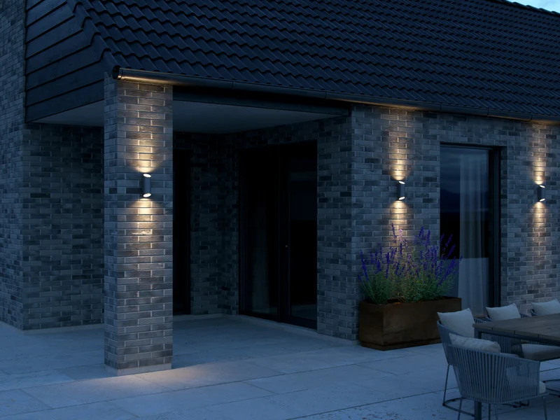 Nordlux Nico Wandlamp Buiten - Ø7,7cm - 2-lichts GU10 - IP54 - Antraciet