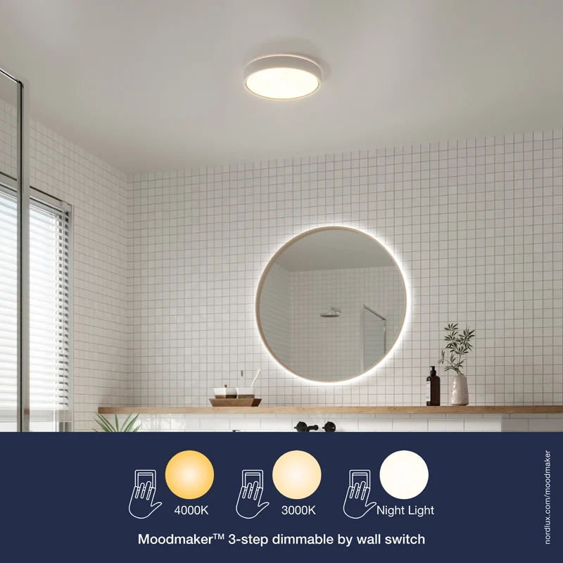 Nordlux Noxy Plafondlamp - LED Stepdim - 3000/4000K - IP44 - Wit