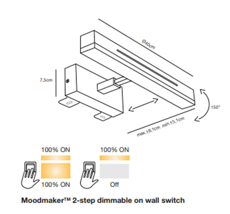 Nordlux Otis Wandlamp M - LED - 3000K - Wit