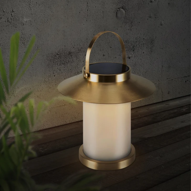 Nordlux Temple Draagbare Tafellamp Buiten | Solar | Ø23cm | LED | IP54 | Messing | Seaside