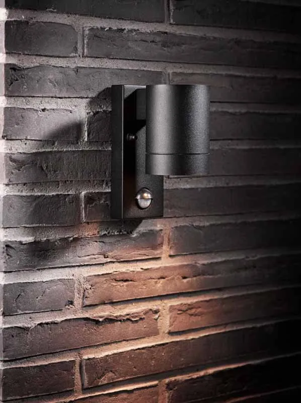 Nordlux Tin Wandlamp Buiten - Sensor - Ø7,6cm - GU10 - IP54 - Zwart