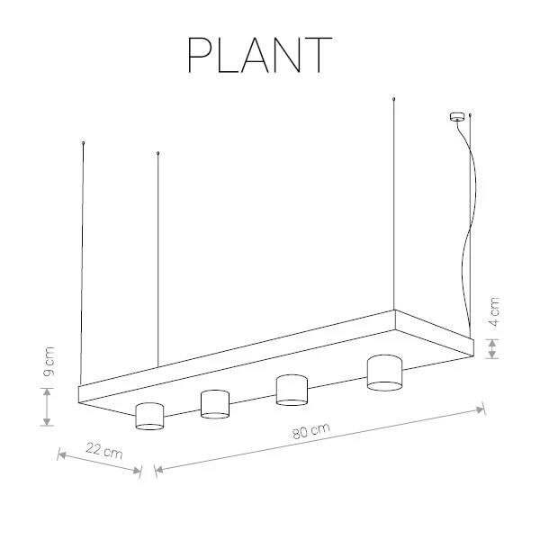 Nowodvorski hanglamp Plant - 4 lichts - 80 x 150 cm - wit