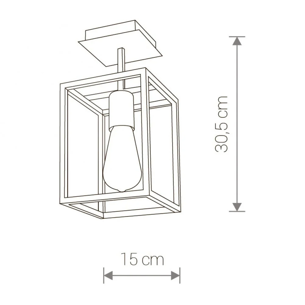 Nowodvorski plafondlamp Crate - 1 lichts - 15 x 30.5 cm - zwart