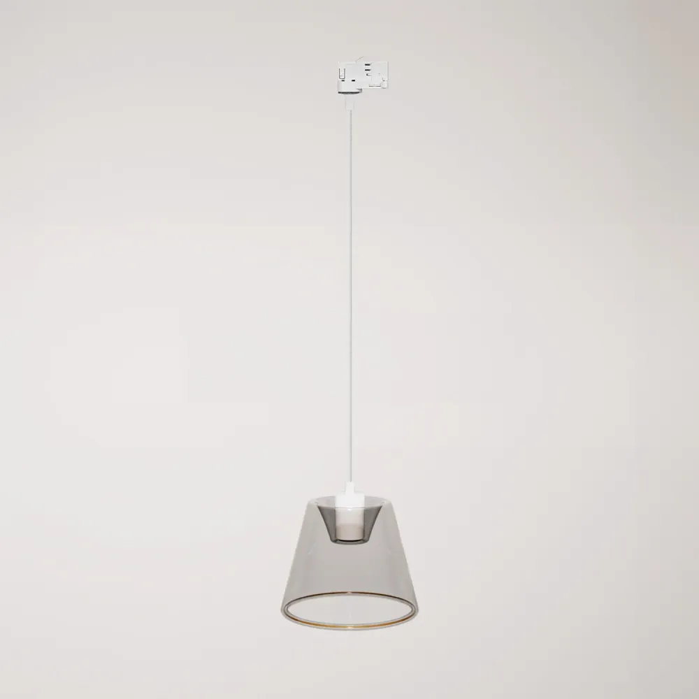 Ophanging voor rails met Ghost lichtbron smoky kegelvorm - Wit