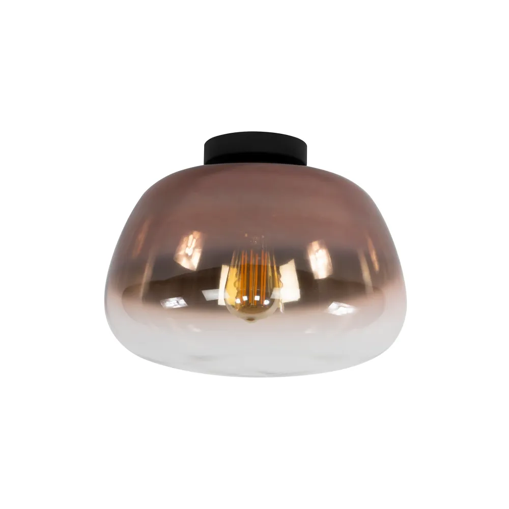 Plafondlamp Luvra - 1-lichts - Koperkleur - Glas Plafondlampen