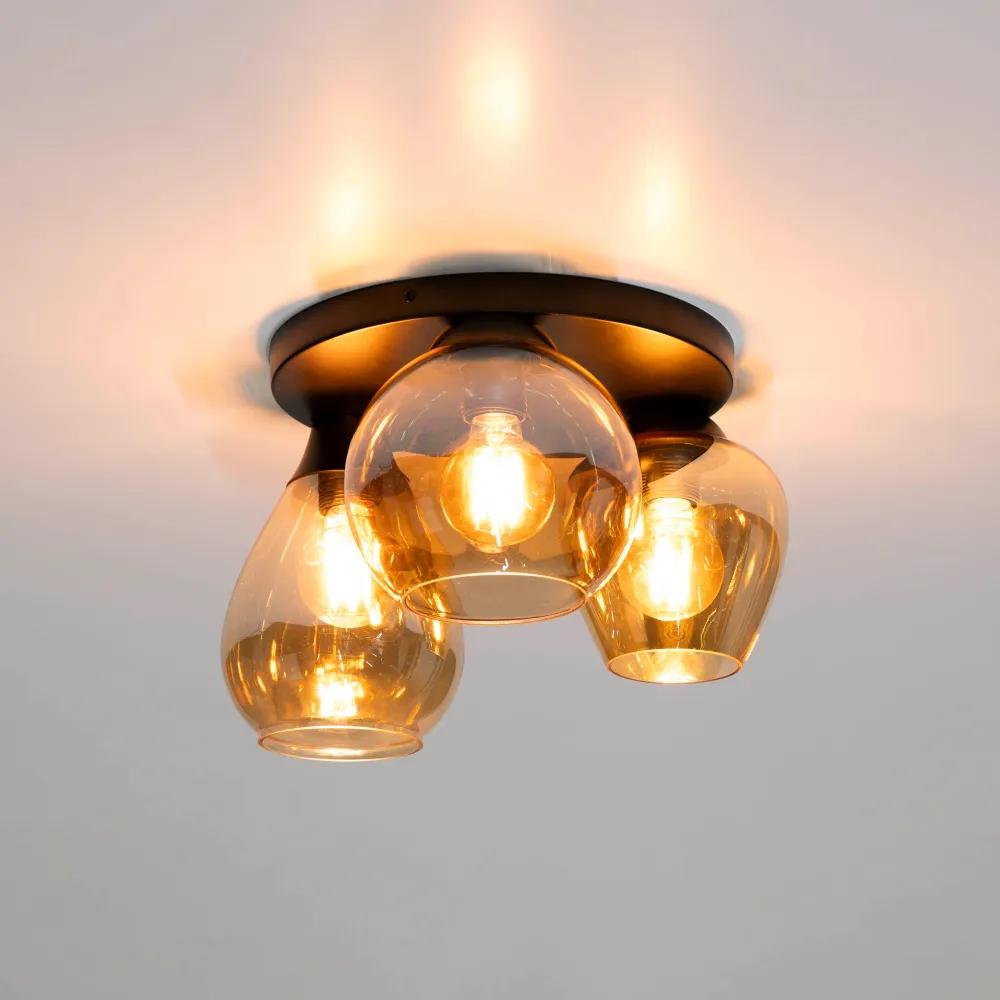 Plafondlamp Noa - 3-lichts - Amberkleurig - Glas Plafondlampen