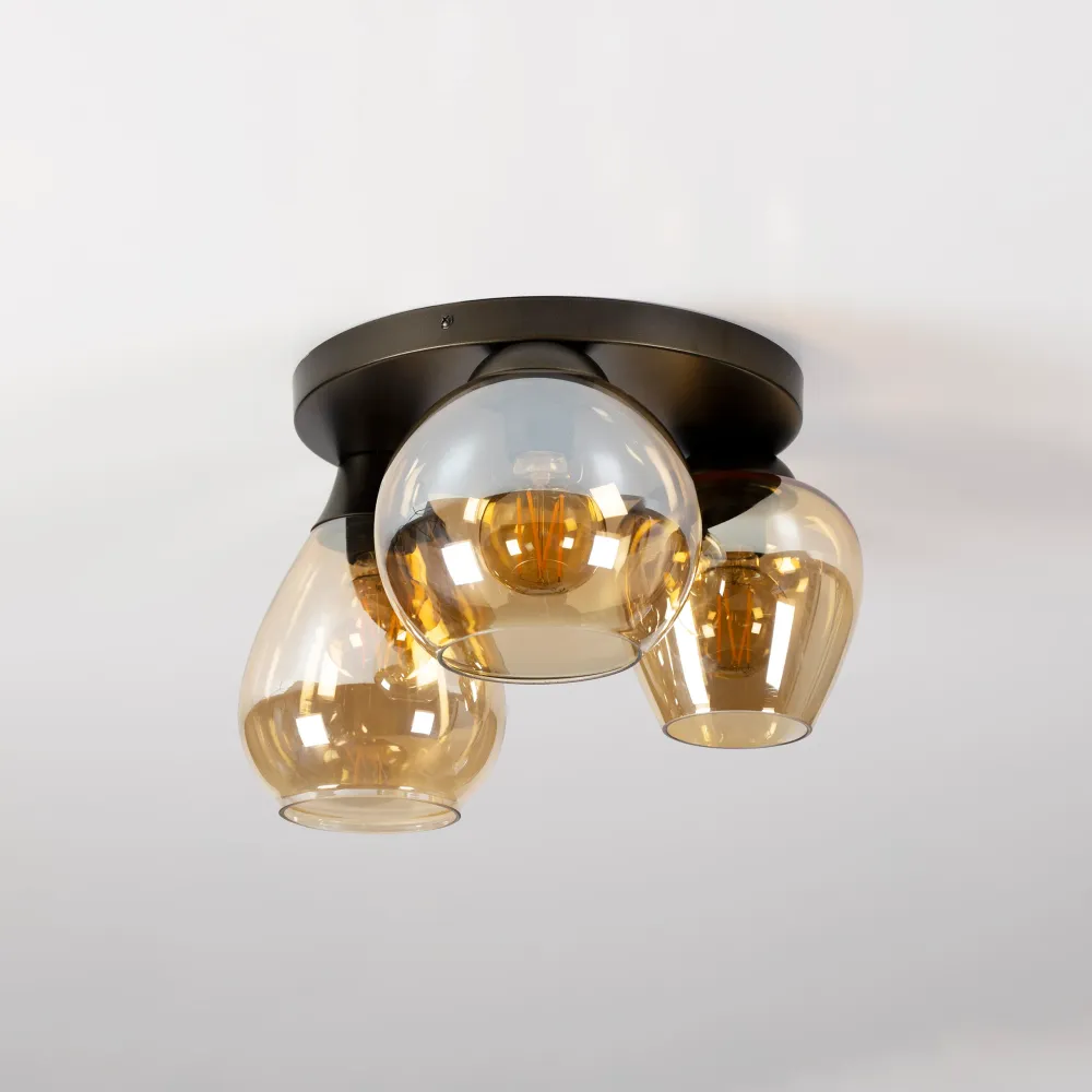 Plafondlamp Noa - 3-lichts - Amberkleurig - Glas Plafondlampen