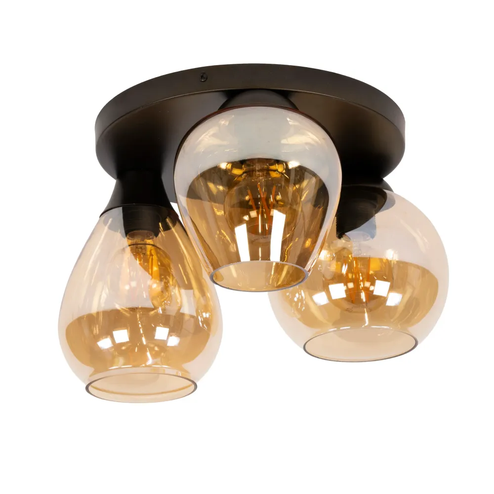 Plafondlamp Noa - 3-lichts - Amberkleurig - Glas Plafondlampen