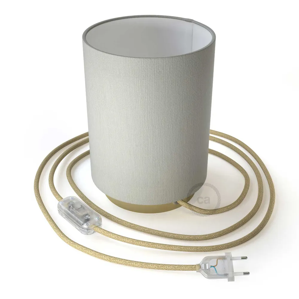 Posaluce metalen voet met Cilindro lampenkap - Glanzend Linone Wit