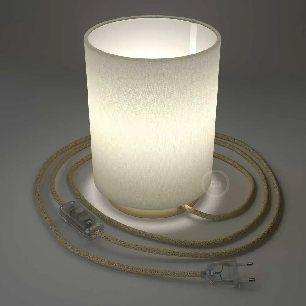 Posaluce metalen voet met Cilindro lampenkap - Glanzend Linone Wit