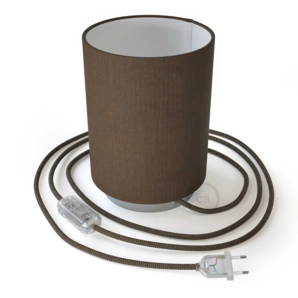 Posaluce metalen voet met Cilindro lampenkap - Camelot Brown