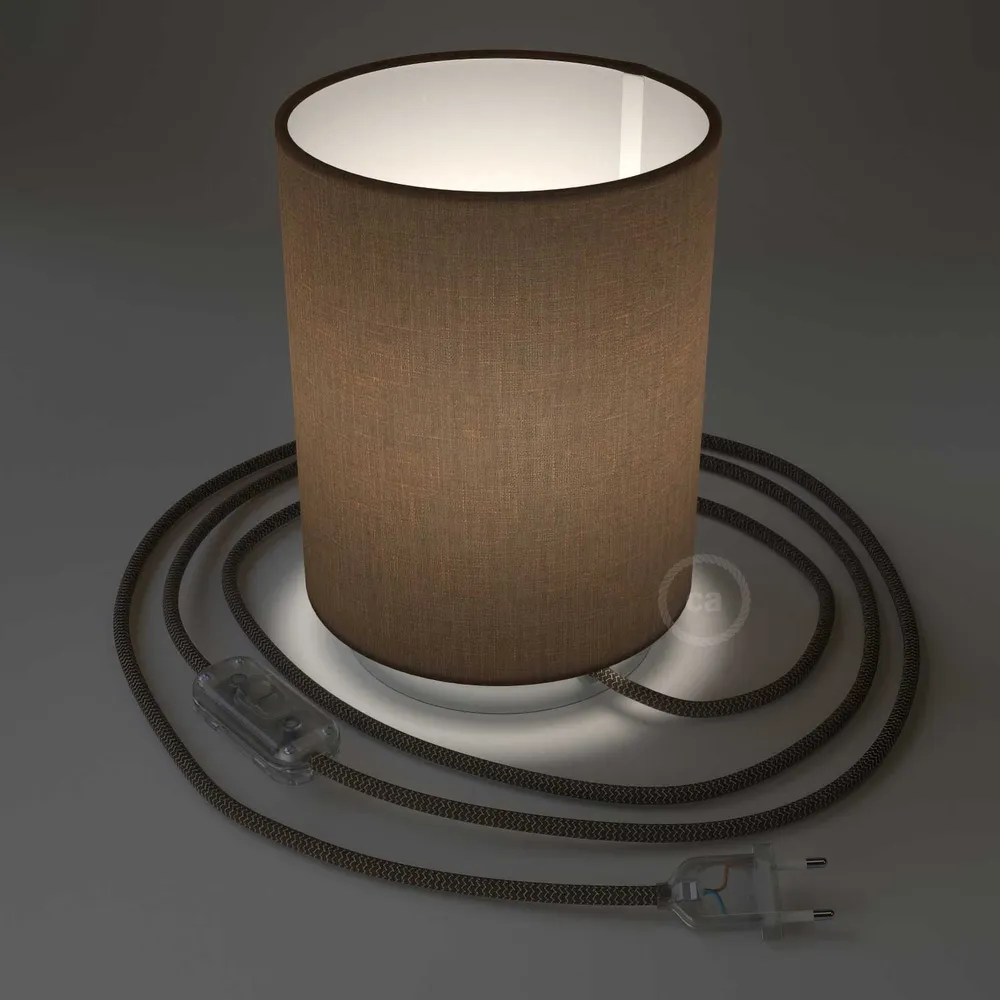 Posaluce metalen voet met Cilindro lampenkap - Camelot Brown
