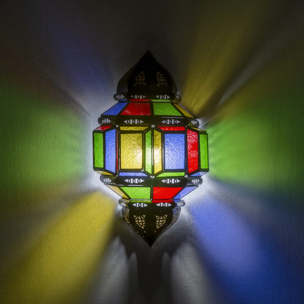 Rakkas Kristal en Gesmede Arabische Wandlamp