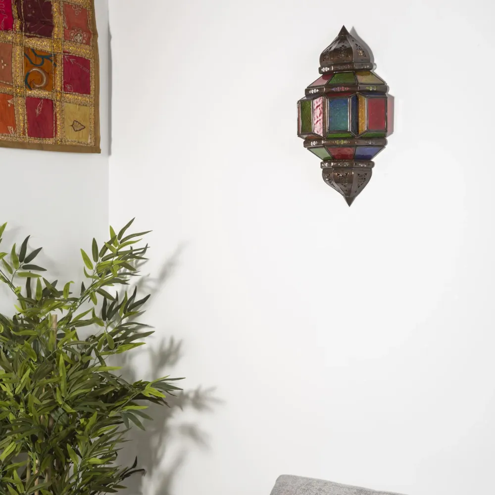 Rakkas Kristal en Gesmede Arabische Wandlamp
