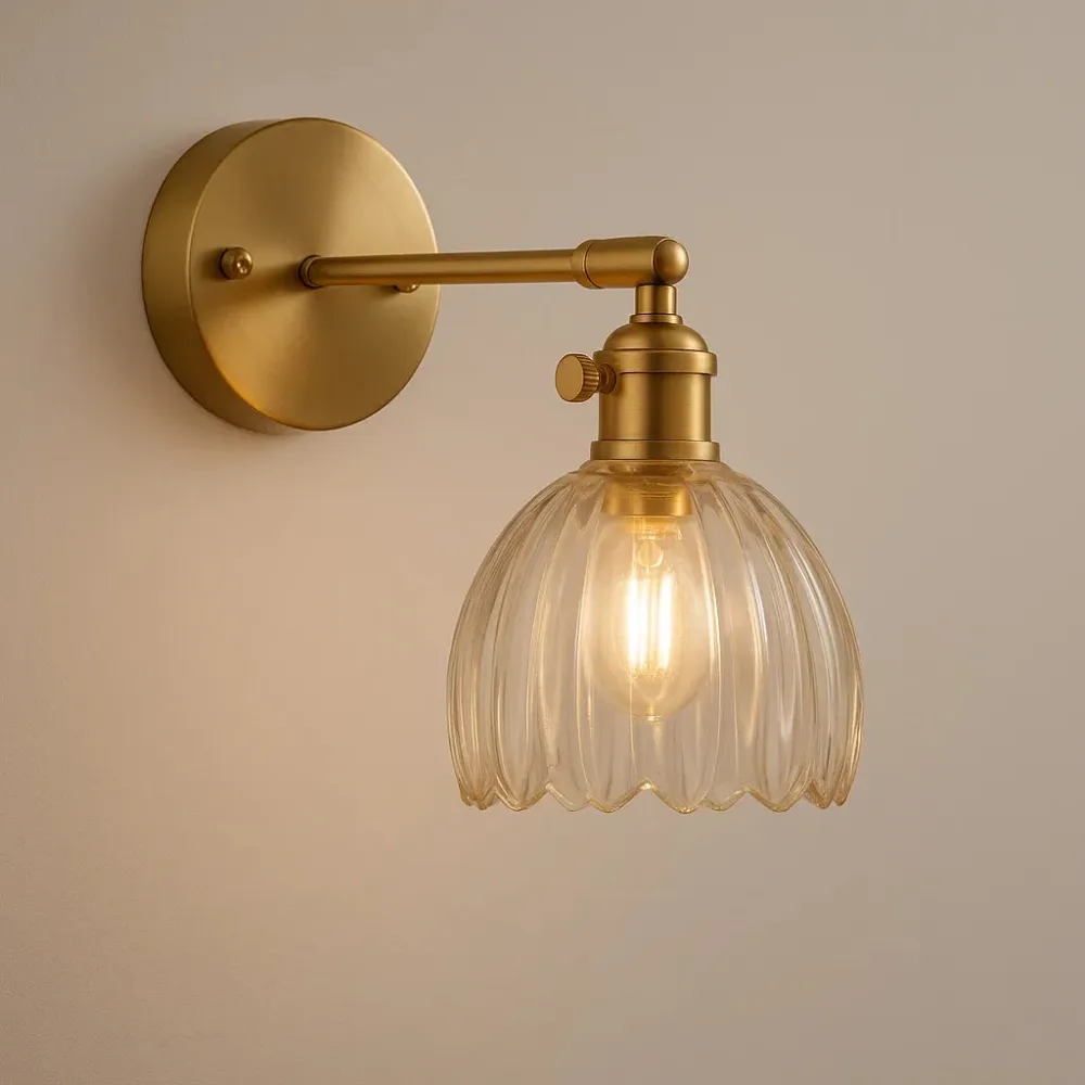 Retro Wandlamp met Glazen Tulpenknop voor Binnen