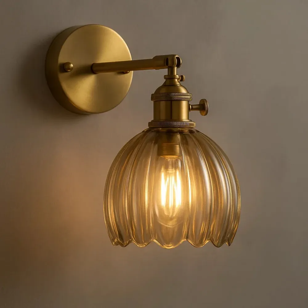 Retro Wandlamp met Glazen Tulpenknop voor Binnen