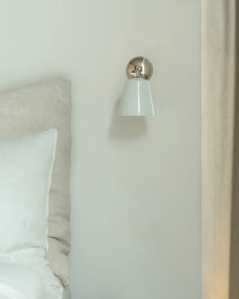 Richmond Kleine Wandlamp Fijn Porselein - Gepolijst Nikkel