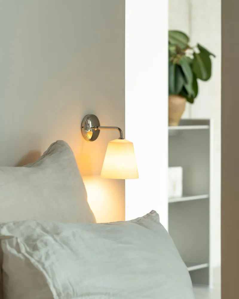 Richmond Kleine Wandlamp Fijn Porselein - Gepolijst Nikkel