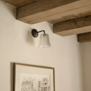 Richmond Kleine Wandlamp Geribbeld Glas - Brons