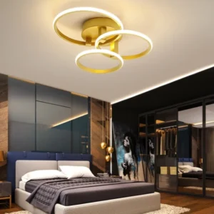 3 Ring Plafondlamp Goud - Met Afstandsbediening - Smart lamp - Dimbaar Met App - Woonkamerlamp - Moderne lamp