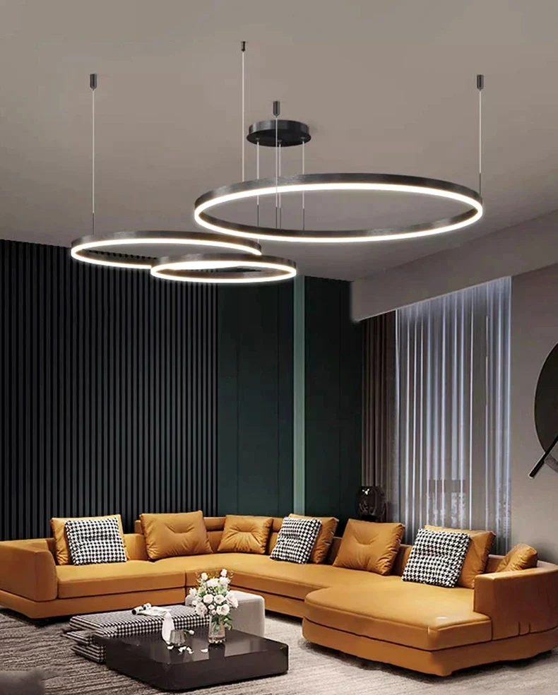 3 Ringen - Hanglamp - Kroonluchter - Zwart - Dimbaar met afstandsbediening