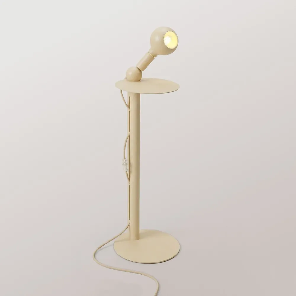 Rocco - Vloerlamp met Stekker UK en Camo Lichtbron - Crème