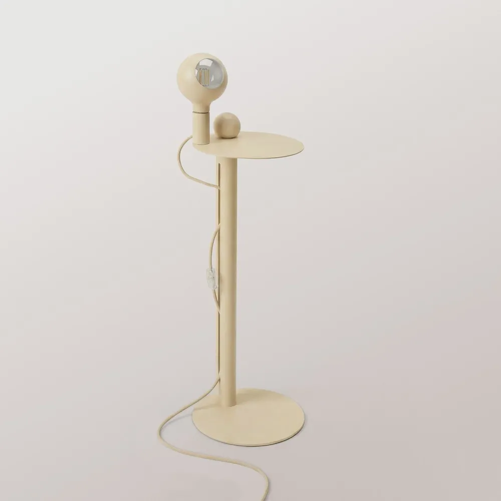 Rocco - Vloerlamp met Stekker UK en Camo Lichtbron - Crème