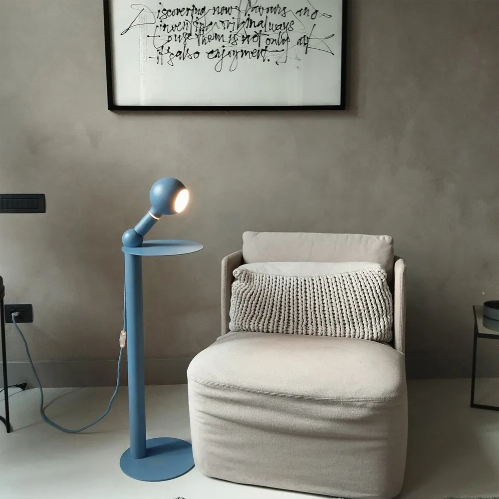 Rocco - Vloerlamp met UK-stekker en Camo-lichtbron - Blauw