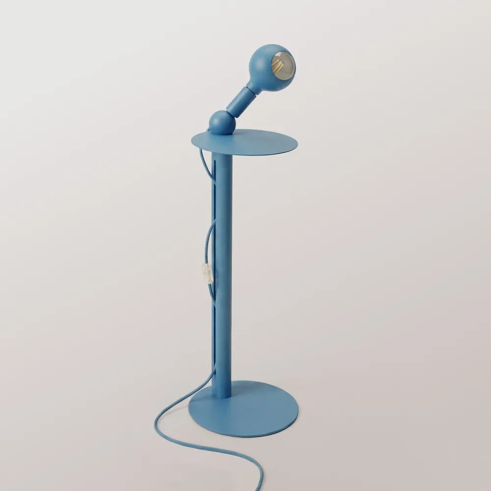 Rocco - Vloerlamp met UK-stekker en Camo-lichtbron - Blauw