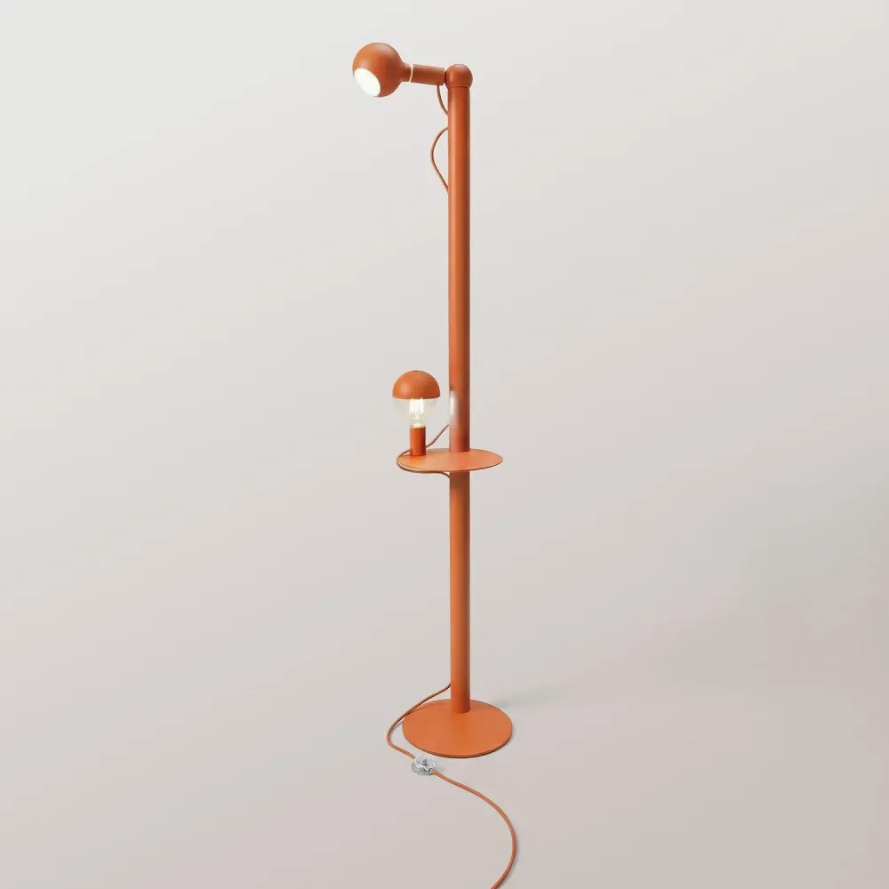 Rocco XXL - Staande lamp met UK Stekker en Lichtbron Maria en Camo - Oranje