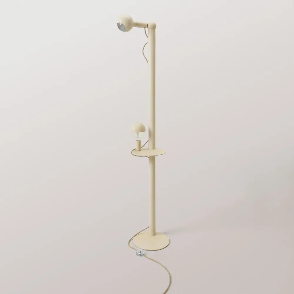 Rocco XXL - Vloerlamp met UK-Stekk er en Lichtbron Maria en Camo - Crème
