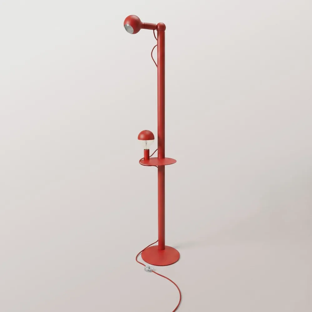 Rocco XXL - Vloerlamp met UK-Stekk er en Lichtbron Maria en Camo - Rood