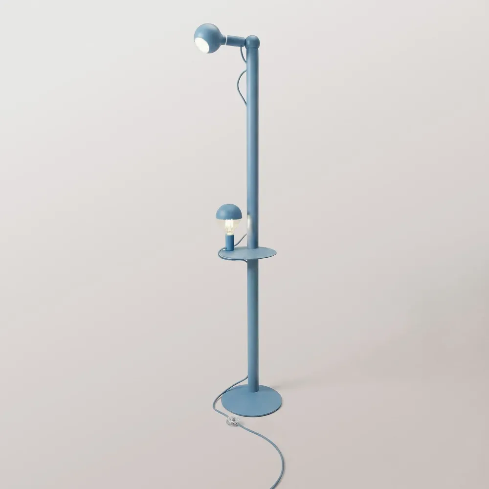 Rocco XXL - Vloerlamp met UK-stekker en lichtbron Maria en Camo - Blauw