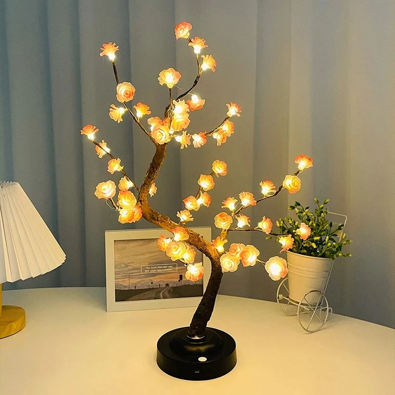 LED Boom Lamp - Roze Bloem Bonsai Tafellamp Selzar