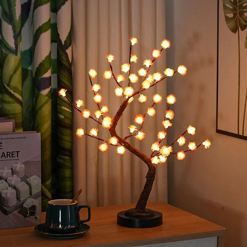 LED Boom Lamp - Roze Bloem Bonsai Tafellamp Selzar