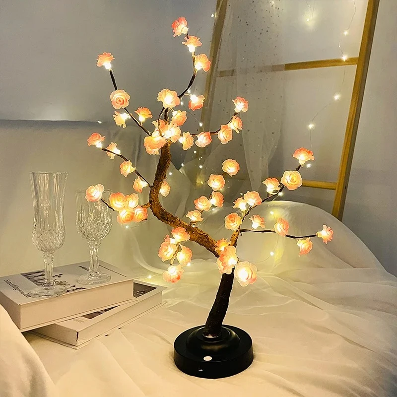 LED Boom Lamp - Roze Bloem Bonsai Tafellamp Selzar