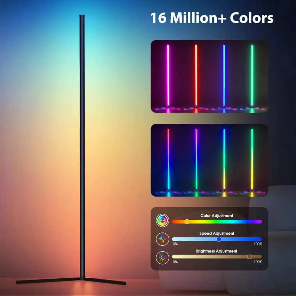 SmartRGB Hoek Vloerlamp 157 cm - Dimbare RGB Verlichting