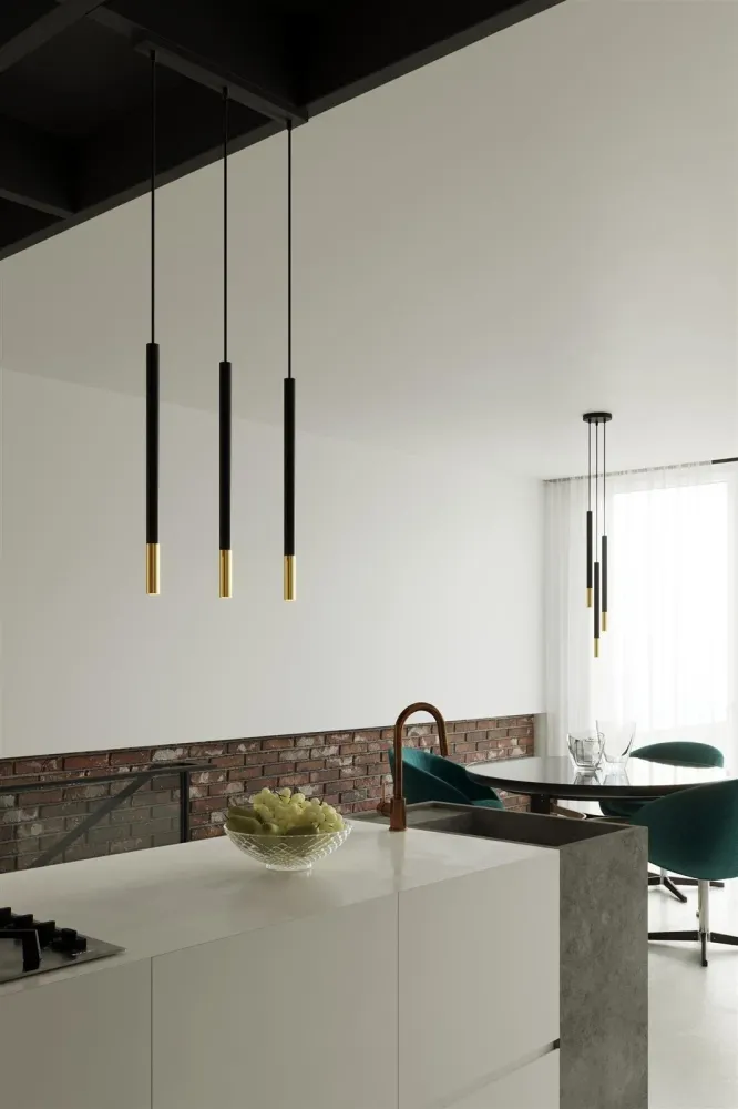 Sollux hanglamp Mozaica - 1 lichts - 8 x 100 cm - zwart goud