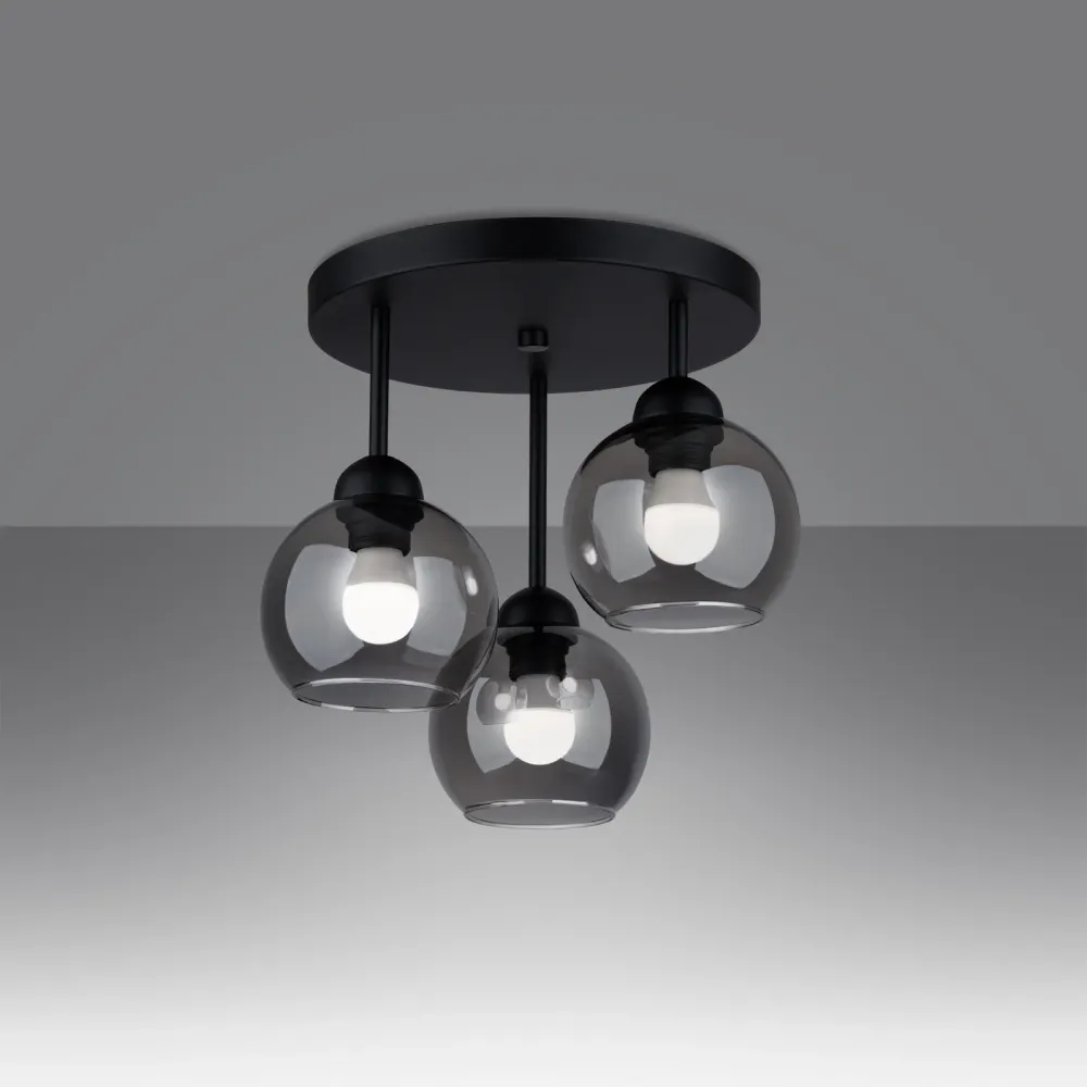Sollux plafondlamp Alino - 3 lichts - 30 x 35 cm - zwart