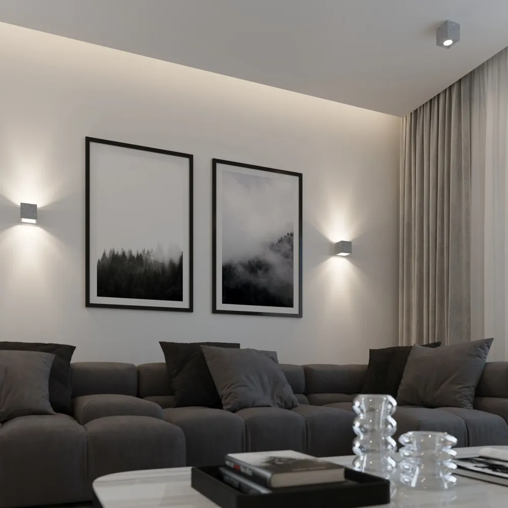 Sollux wandlamp Quad - 1 lichts - 12 x 10 cm - grijs