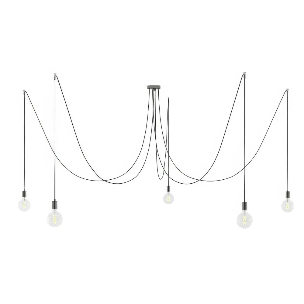 Spider - Meervoudige hanglamp met 5 drops, metalen afwerking - Black pearl