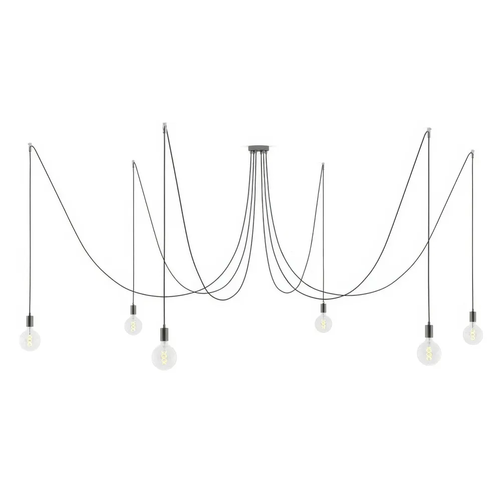 Spider – Meervoudige hanglamp met 6 pendels, metalen afwerking – Black pearl