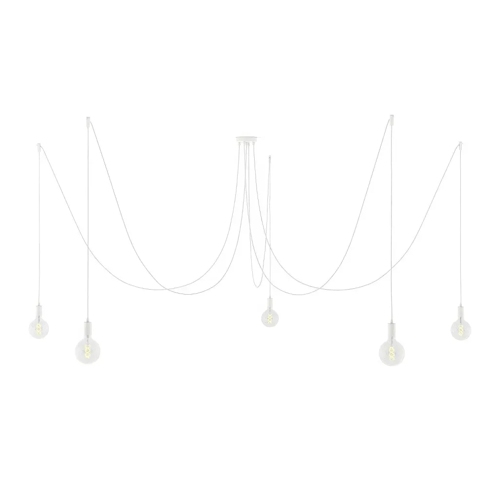 Spider - Meervoudige hanglamp met 5 pendels, metalen afwerking - Wit