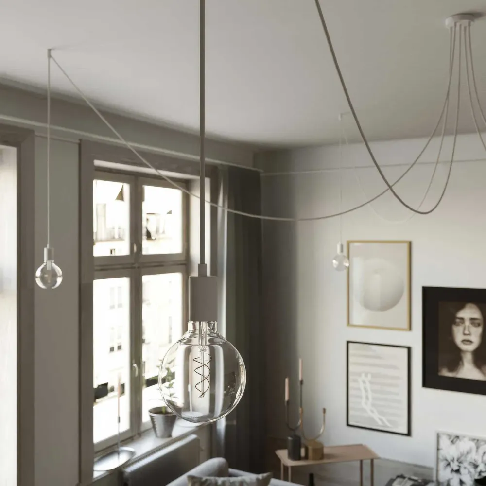 Spider - Meervoudige hanglamp met 5 pendels, metalen afwerking - Wit
