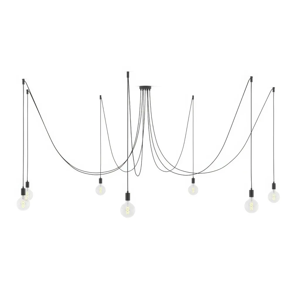 Spider - Meervoudige hanglamp met 7 pendels, metalen afwerking - Zwart