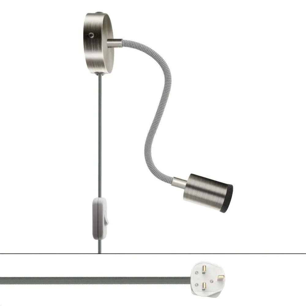 Spostaluce Flex 30 verstelbare lamp met GU1d0 spot en UK-stekker - Gesatineerd titanium