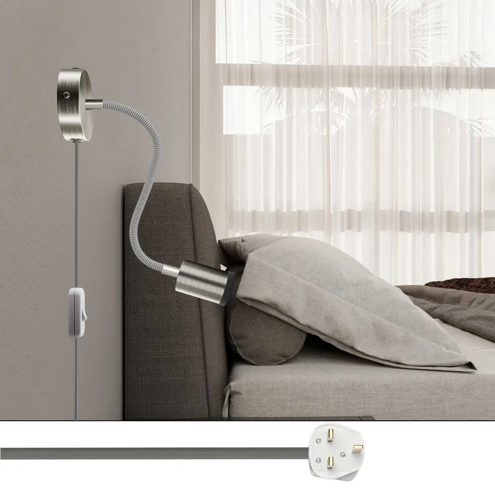 Spostaluce Flex 30 verstelbare lamp met GU1d0 spot en UK-stekker - Gesatineerd titanium