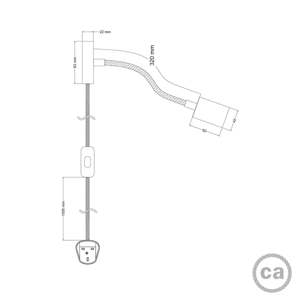 Spostaluce Flex 30 verstelbare lamp met GU1d0 spot en UK-stekker - Gesatineerd titanium