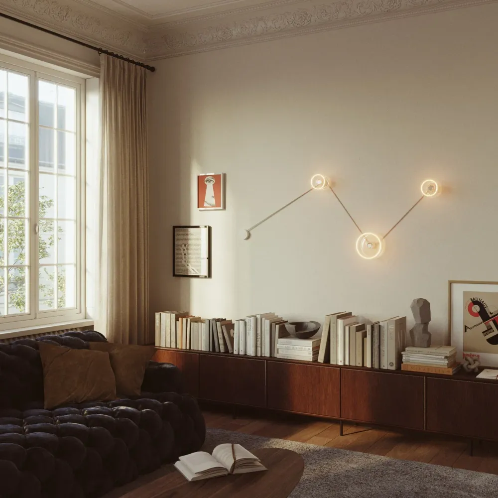 Spostaluce wandlamp met 3 Ghost lampen en witte kabel